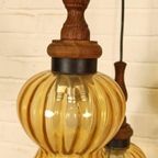 Vintage Grote Cascade Hanglamp Met 5 Glas En Hout Lampen thumbnail 9