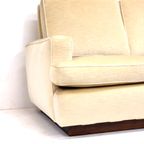 Vintage 3-Persoons Bank Met Crème Fluwelen Bekleding Uit De Jaren '70 thumbnail 5