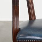 Geweldige Set Bestaande Uit Een Schrijftafel En Een Blauwe Rundleren Chesterfield Bureaustoel In thumbnail 22