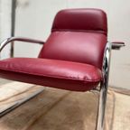 Vintage- Jaren '80 Fauteuil In Italiaans Rood Leer thumbnail 12