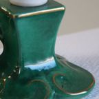 Leuk Vintage Groen Keramieken Frans Lampje Met Gouden Accenten thumbnail 2