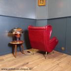 Rode Italiaanse Vintage Designfauteuil thumbnail 5