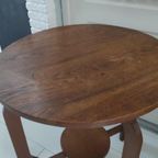 Vintage Bijzettafel Salontafel Rond Bruin Eiken thumbnail 7