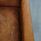 Prachtige, Karaktervolle En Unieke Luxe Schapenleren Art Deco Design Fauteuil/ Armchair thumbnail 6
