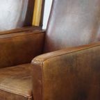 Set Van 2 Mooie En Comfortabele Schapenleren Art Deco Design Fauteuils Met Een Prachtige Kleur thumbnail 11