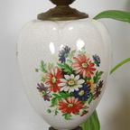 Vintage Porseleinen Lamp Met Bloemen En Messing Voet Margriet thumbnail 5