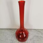Vintage Ambachtelijk Gemaakte Rood Glazen Vaas, Fles thumbnail 3