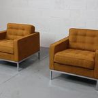 Pair Of Florence Knoll Lounge Chairs For Knoll International thumbnail 2