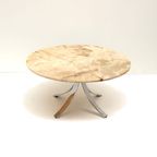 Ronde Vintage Onyx Salontafel Met Onderstel Van Chroom Uit De Jaren ’70 thumbnail 5