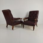 Paar Antieke Bibliotheekstoelen - Originele William Morris & Co Edinburgh Gestempelde Fauteuils thumbnail 14