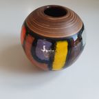 Mid-century Pattern Vetrata Vases And Bowls By Aldo Londi For Bitossi Italy. Black, Blue, Orange thumbnail 6