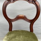 Pretty Antique Chairs Covered With Almond Green Velvet. thumbnail 5