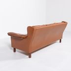 1970’S Danish Modern Cognac Leather Wing Sofa thumbnail 8