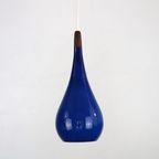 Blauwe Druppelvormige Glazen Hanglamp Gemaakt Door Holmegaard - Denemarken 1960 thumbnail 4