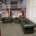 Chesterfield Brighton Antiek Groen – 1+2+3-Zits Bankset Met Salontafel thumbnail 2