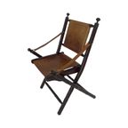 Officer’S Chair - Wood And Leather Upholstery - Military Campaign Style thumbnail 2