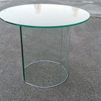 Vintage Postmodern Glazen Bijzettafel, Rond thumbnail 5