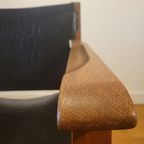 Brutalist Armstoelen In Eik En Tuigleer 1960 thumbnail 6