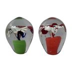 Set Of Two - Handmade - Presse Papier / Paperweight - Red And Green Flower thumbnail 5