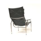 2X Vintage Zwart Leren Fauteuil Van Strässle He1106 Ontworpen Door Hans Eichenberger. thumbnail 9