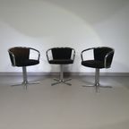 3 X Mid Century Tube Frame Chairs ( Turnable ) Corduroy Upholstery. thumbnail 6