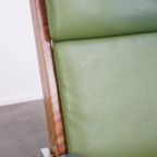 Zeer Comfortabele En Tijdloze Groene Rundleren En Houten Vintage Jaren ’60 Design Fauteuil thumbnail 10
