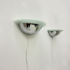 Pair Of Post Modern Wall Lamps Chrome And Glass , 1980S thumbnail 3