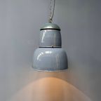 Grote Industriële Blauwgrijze Emaille Hanglamp thumbnail 4