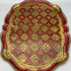 Florentijns Vintage Dienblad Rood/goud 60's thumbnail 3