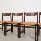 Mid-century Wengé Eetkamerstoelen Met Rotan Zitting - Set Van 4 thumbnail 2