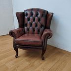 Vintage Chesterfield Stijl Fauteuil, Oorfauteuil 209 thumbnail 4