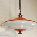 Vintage Space Age Ufo Pullout Hanglamp, Oranje En Wit thumbnail 6