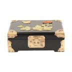 Zwart Gelakte Chinese Juwelendoos Zeepsteen Messing Chinoiserie thumbnail 11