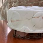 Art Deco Hanglamp, Vintage Albast Plafondlamp thumbnail 7