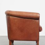 Nette, In Goede Staat Verkerende Rundleren Clubfauteuil In Een Mooie Cognac Kleur thumbnail 11
