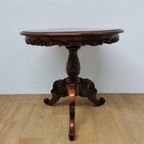 Antieke Ronde Salontafel, Koffietafel Wijntafel Mahonie Hout thumbnail 12