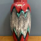 Ceramic Red, Grey, Green Vase By Scheurich Germany Model 553-38 thumbnail 3