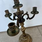 Vintage Koperen Of Bronzen Kandelaar Met 4 Armen thumbnail 3