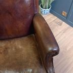 Schapenleren Vintage Clubfauteuil In Art Deco Stijl thumbnail 3