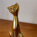 2X Messing Katten Poezen Beelden Vintage  Poes Kat Beeld thumbnail 7