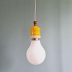 Opaline Bol Hanglamp, Metalarte, Jaren 80 thumbnail 4