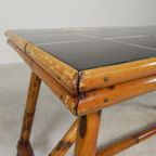 Rotan En Bamboe Salontafel Met Tegels, Tegeltafel, Jaren 50 thumbnail 16