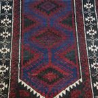 Subtiel Handgeknoopt Oosters Vloerkleed Met Bordeaux Rode, Donkerblauwe En Beige Tinten 143x88cm thumbnail 2