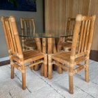 Vintage Boho Bamboe Eetkamerset - Eettafel Met Stoelen thumbnail 8