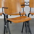 Set Van 4 Leuke Vintage Jaren ’60 Dutch Design Marko School/Kantine/Eetkamerstoelen Met Armleunin thumbnail 7