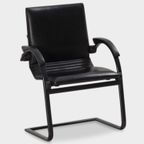 Ahrend 4803 Vergaderstoel, Zwart, Echt Leder, Sledeframe thumbnail 2