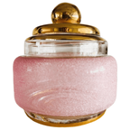 Artdeco Poederdoos Roze Gesuikerd Glas Sieradendoosje 1950’s thumbnail 3