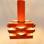 Vintage Oranje Anvia Hanglamp Van Jjm Hoogervorst, Holland Jaren '60/'70 thumbnail 2