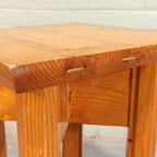 Vintage Grenen Kruk Bijzettafel Plantentafel thumbnail 5
