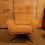 * Vintage Draaifauteuil Herbekleed Deense Fauteuil Draaistoel thumbnail 9